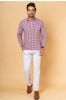 Purple Checks Embroidered Khari Cotton Kurta