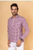 Purple Checks Embroidered Khari Cotton Kurta