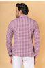 Purple Checks Embroidered Khari Cotton Kurta