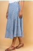 Blue Block Printed Flaired Skirt