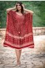 Natural Red Block Printed Modal Kaftan