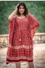 Natural Red Block Printed Modal Kaftan