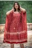 Natural Red Block Printed Modal Kaftan