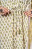 Green Muslin Silk Block Printed Kaftan