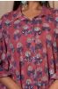 Rose Wine Block Printed Shirt Kaftan