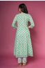 Green Block Printed Anarkali Kurta 