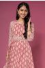 Pink Block Printed Long Kurta 