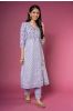 Purple White Block Printed Kurta 