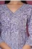 Purple White Block Printed Kurta 