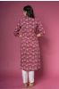 Rose Wine Block Printed Kurta 