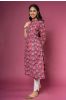 Rose Wine Block Printed Kurta 