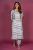 Mist Blue Floral Block Printed Kurta 