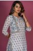 Mist Blue Floral Block Printed Kurta 