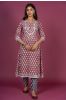 Cherry Red Block Printed Kurta Set