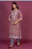 Cherry Red Block Printed Kurta Set