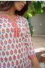 White Red Floral Block Printed Night Suit