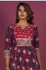 Poppy Red Block Printed Kurta