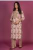 Peach Floral Block Printed Kurta 