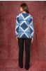 Blue White Reversible Quilted Clamp Dye Jacket