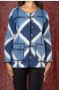 Blue White Reversible Quilted Clamp Dye Jacket