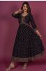 Black Ajrakh Block Printed Anarkali Kurta 