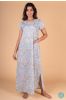 Blue Grey Block Print Feeding Gown