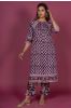 Bean Black Block Printed Kurta Set