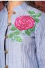 Blue Embroidered Dola Silk Quilted Jacket