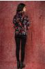 Black Printed Velvet Winter Blazer Nvqj406(m)