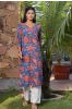 Blue Floral Printed Kurta 