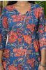 Blue Floral Printed Kurta 