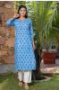 Blue Floral Printed Kurta 