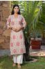 Grey Pink Floral Printed Kurta 