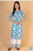 Breezy Blue Block Printed Kurta