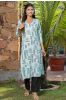 Green Printed Slub Cotton Kurta