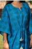 Blue Printed Slub Cotton Kaftan