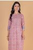 Bubble Pink And Blue Block Printed Kurta 