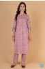 Bubble Pink And Blue Block Printed Kurta 