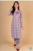 Lavender Peach Block Printed Kurta 