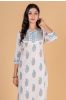 Blue Grey Block Printed Kurta 