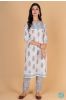 Blue Grey Block Printed Kurta 