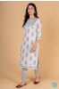 Blue Grey Block Printed Kurta 