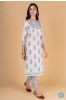 Blue Grey Block Printed Kurta 