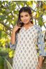 Cream Blue Printed Kurta