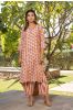 Peach Floral Block Printed Kurta