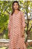 Peach Floral Block Printed Kurta