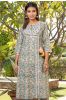 Grey Floral Angrakha Block Printed Kurta