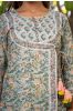 Grey Floral Angrakha Block Printed Kurta