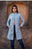 Blue Block Printed Quilted Coat