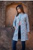 Blue Block Printed Quilted Coat